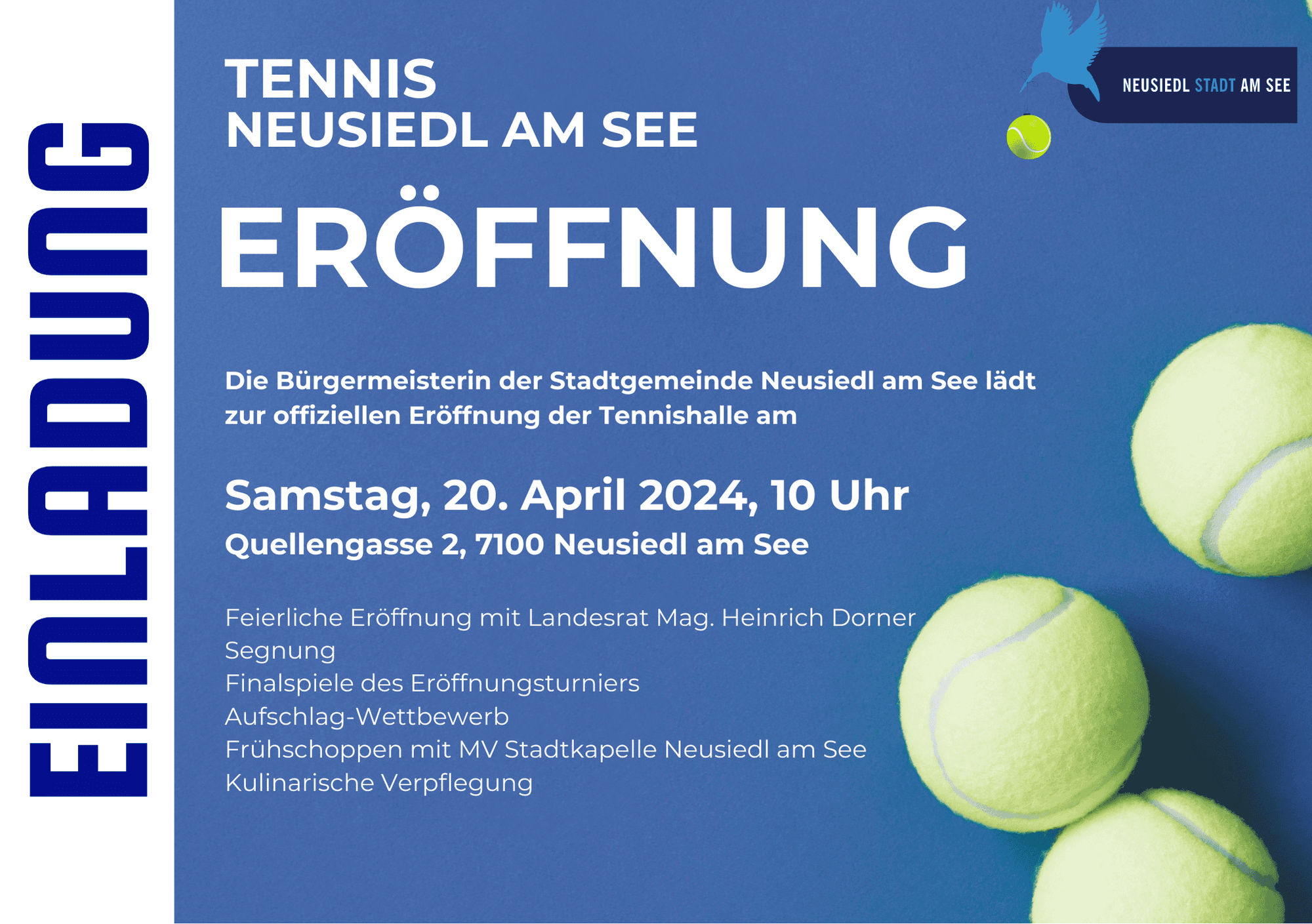 Featured image for “Feierliche Eröffnung der neuen Tennishalle am Samstag, den 20. April 2024 ab 10:00 Uhr”